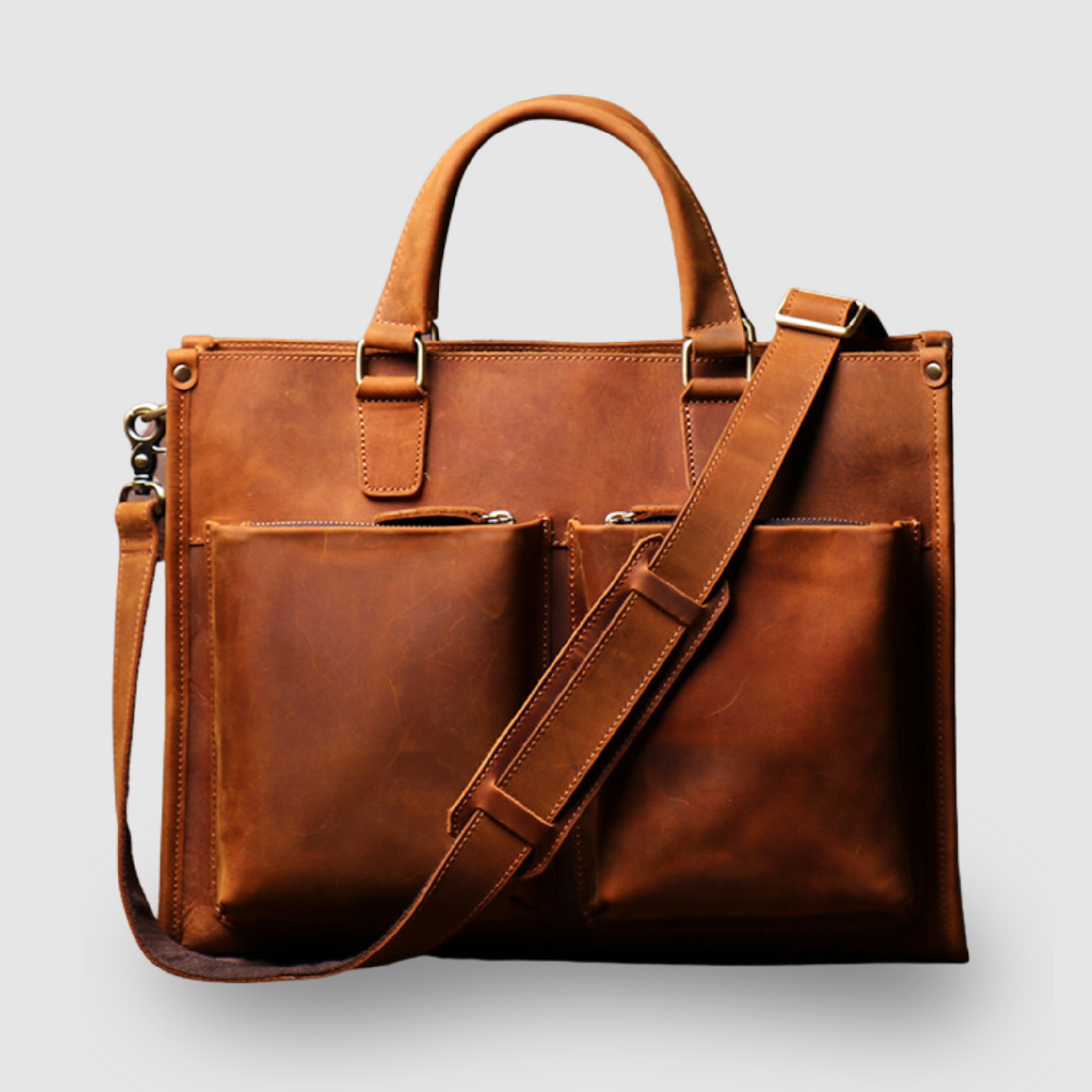 Vintage Cowhide Men's Handbag Business Briefcase