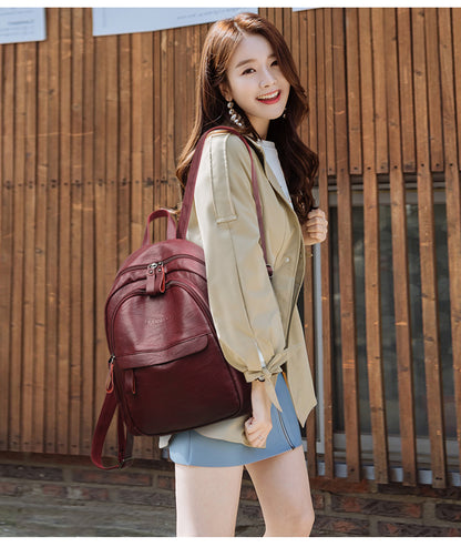 Versatile Simple Fashion Soft Leathe Backpack