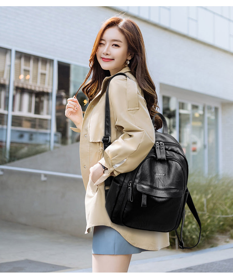 Versatile Simple Fashion Soft Leathe Backpack